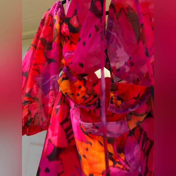 RUNAWAY KARMA MAXI DRESS ORANGE FLORAL Size 10 XL - Picture 8 of 13